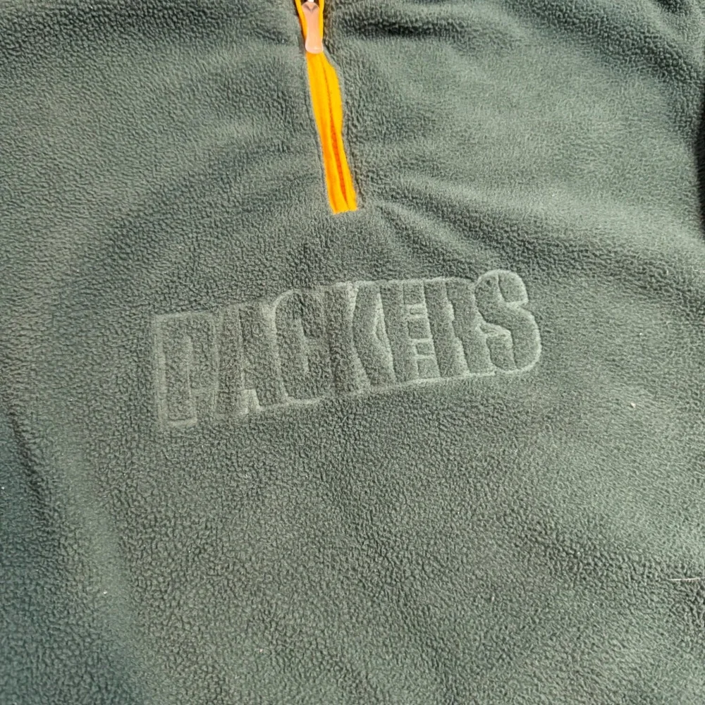 Y2K Reebok Green Bay Packers Fleece Quarter Zip Pullover Green Yellow Mens XL